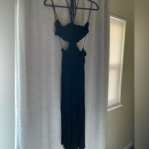 Vici halter black beach dress with smocked bandeau